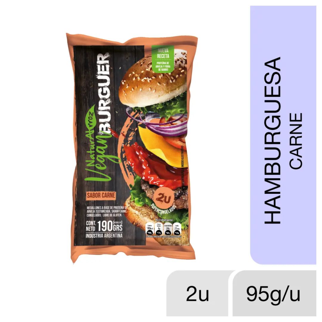 VEGAN BURGUER SABOR CARNE FLOWPACK X2U - NATURALRROZ