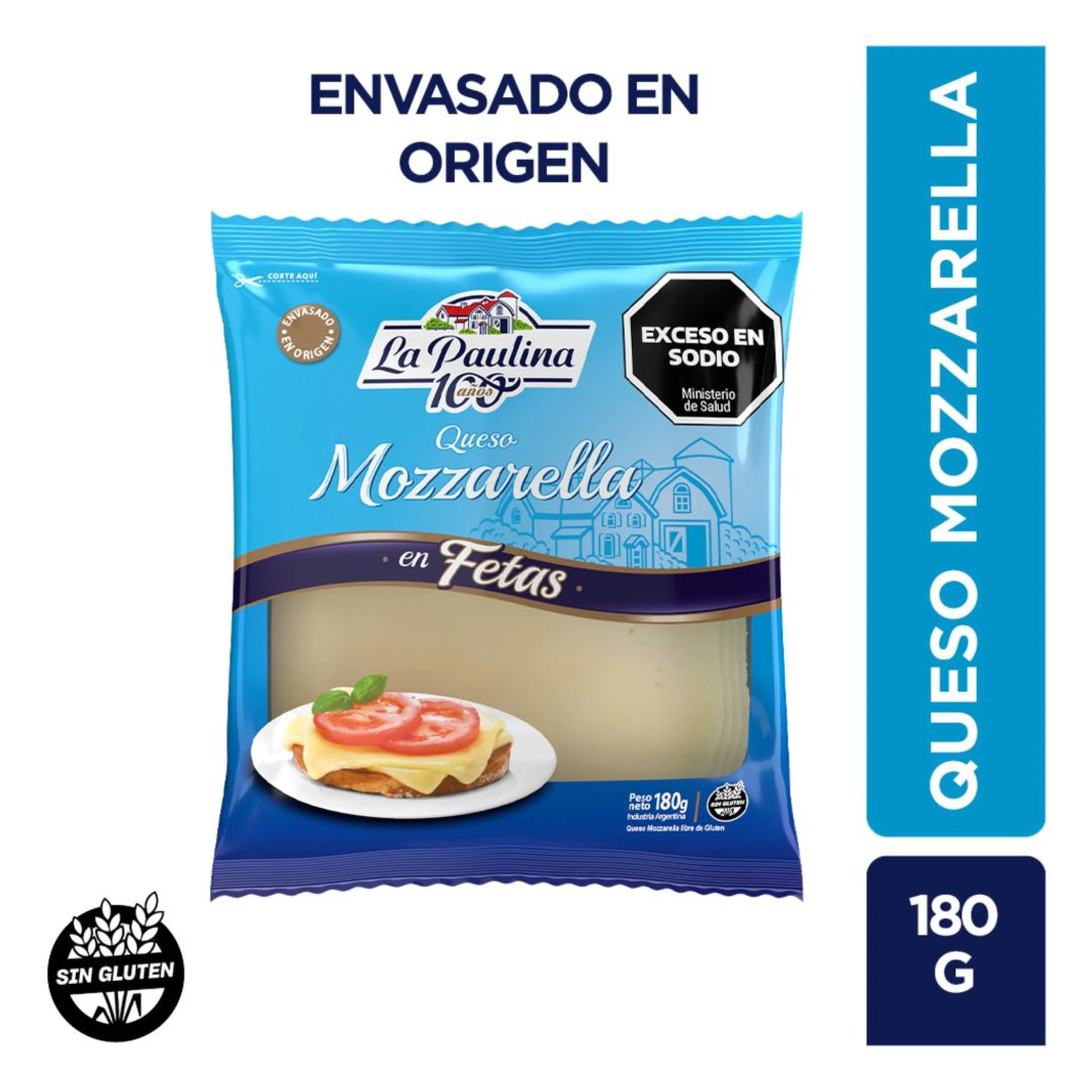 QUESO MUZZARELLA EN FETAS X180G - LA PAULINA